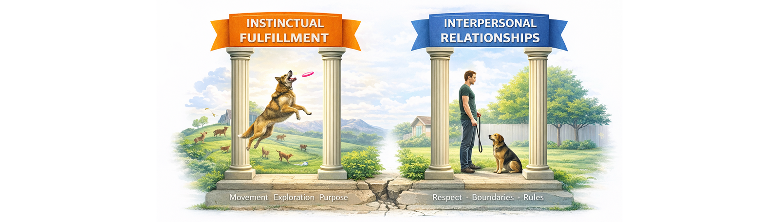 Diagram of the two pillars of Controlled Freedom: instinctual fulfillment and interpersonal relationships